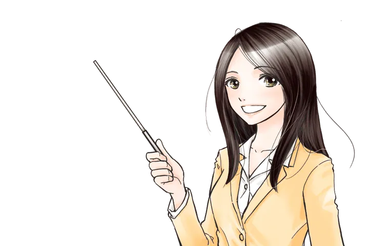 受講期間の目安を案内する女性キャラクターのイラスト